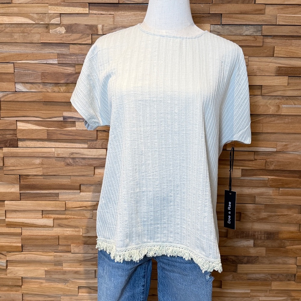 Verte | Light Mint Green | Pinstripe | Surplice Blouse | Rayon  Size M